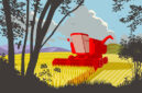 Landscape with combine harvester